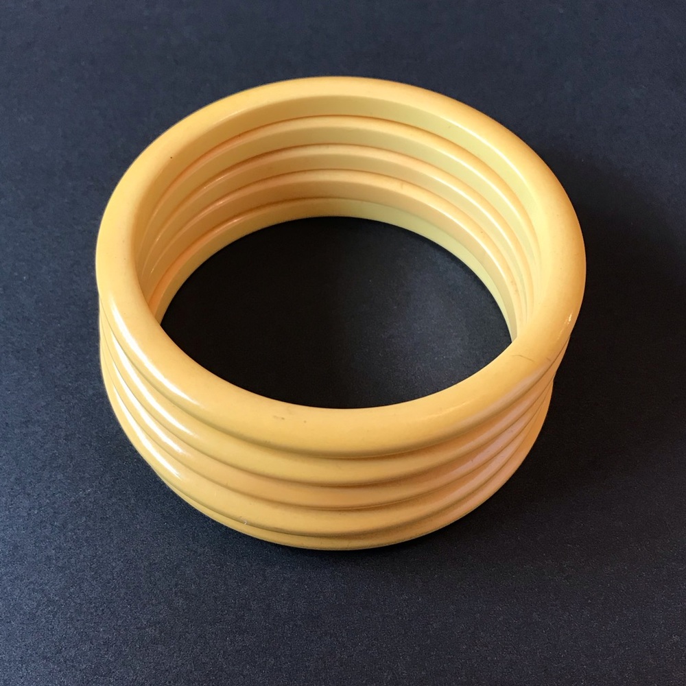 Vintage Buttercup Bakelite Spacer Stack of 5